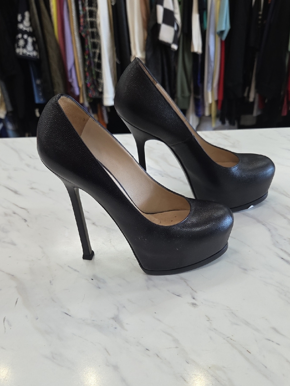 Yves Saint Laurent Black Platform Stiletto Pumps